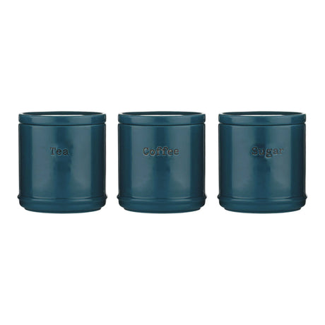 Price & Kensington Accents Ceramic Teal Tea, Coffee & Sugar Storage Jars, 750ml