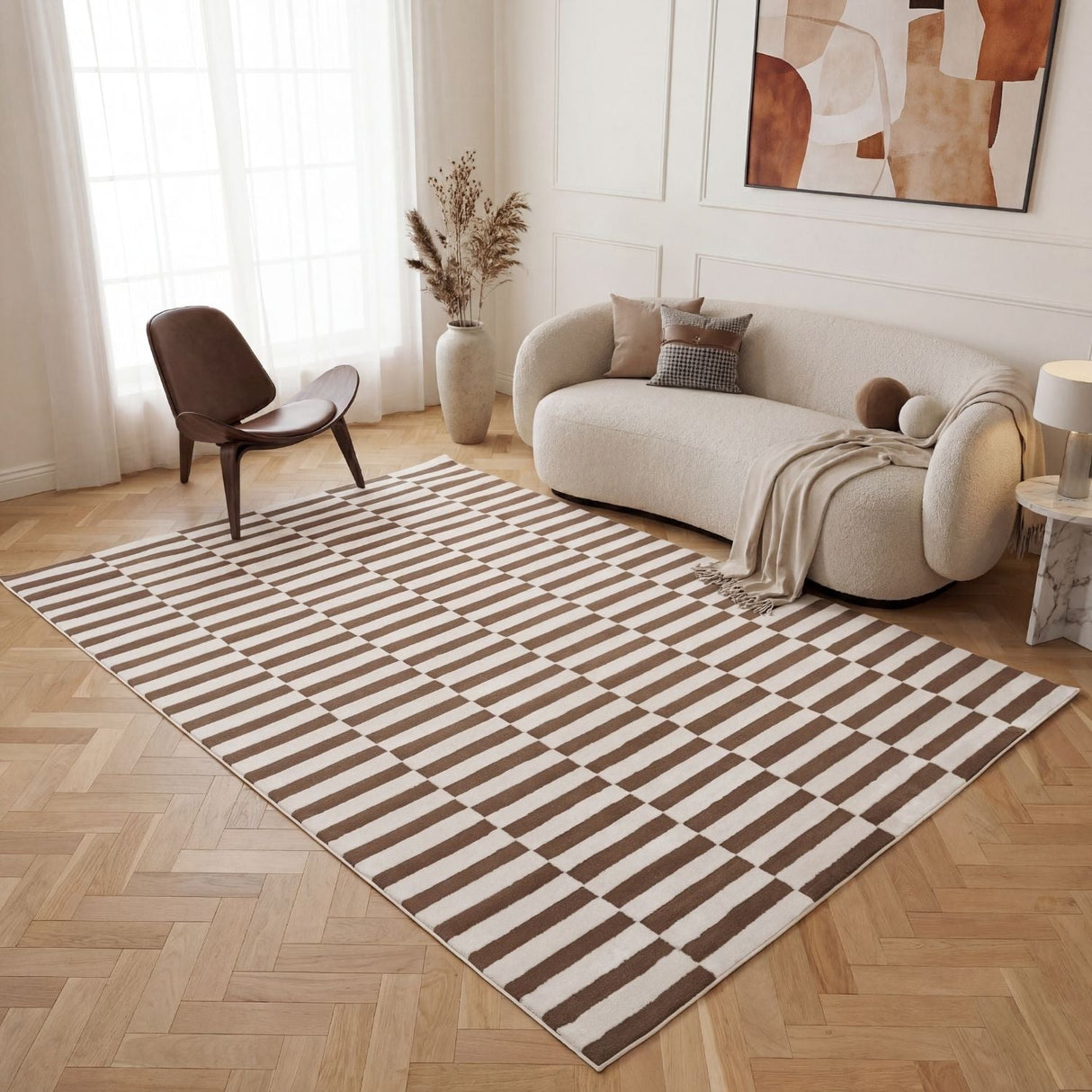 The Rugs Loft Striped Brown Rug