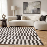 The Rugs Loft Striped Dark Grey Rug