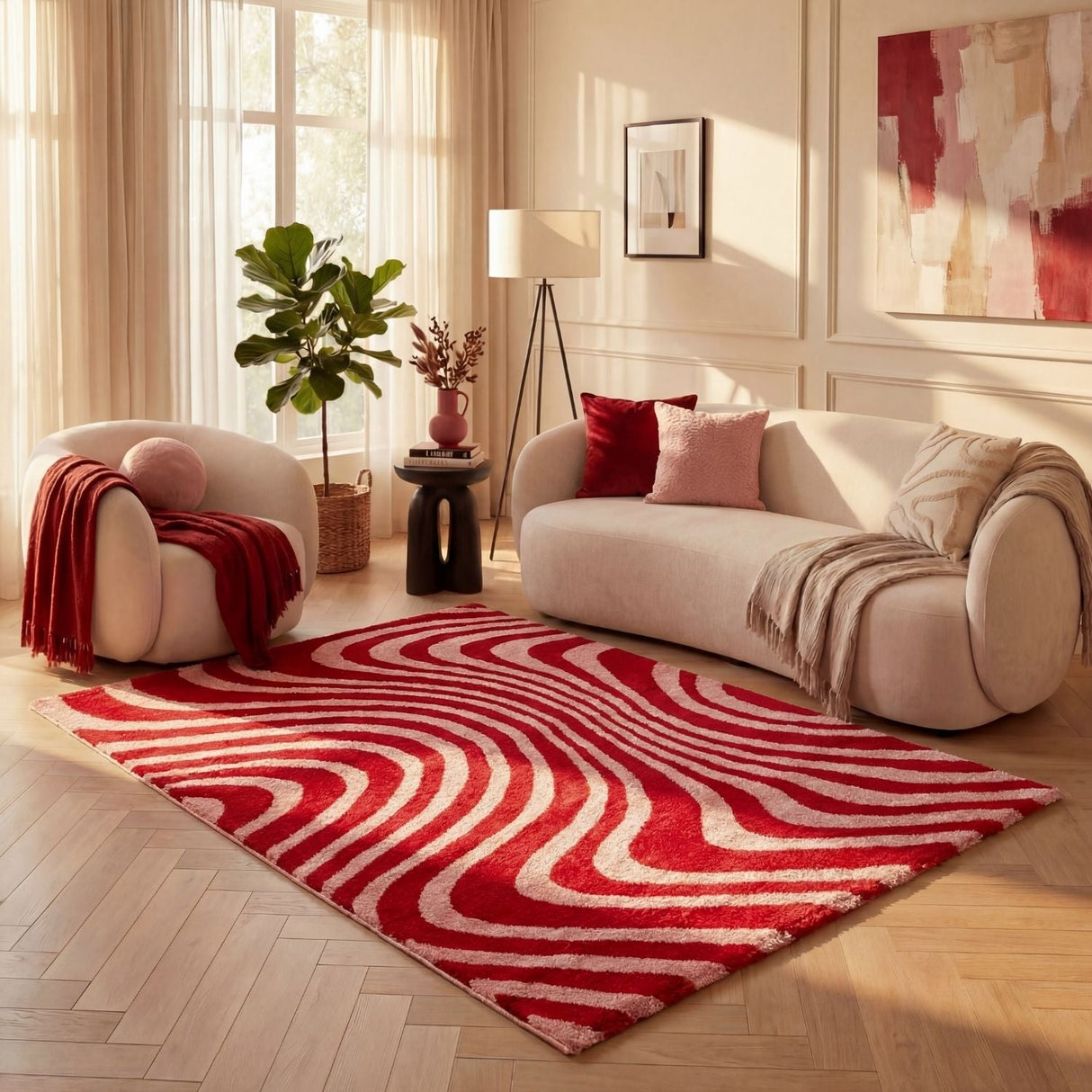 The Rugs Joli Striped Red Pink Rug