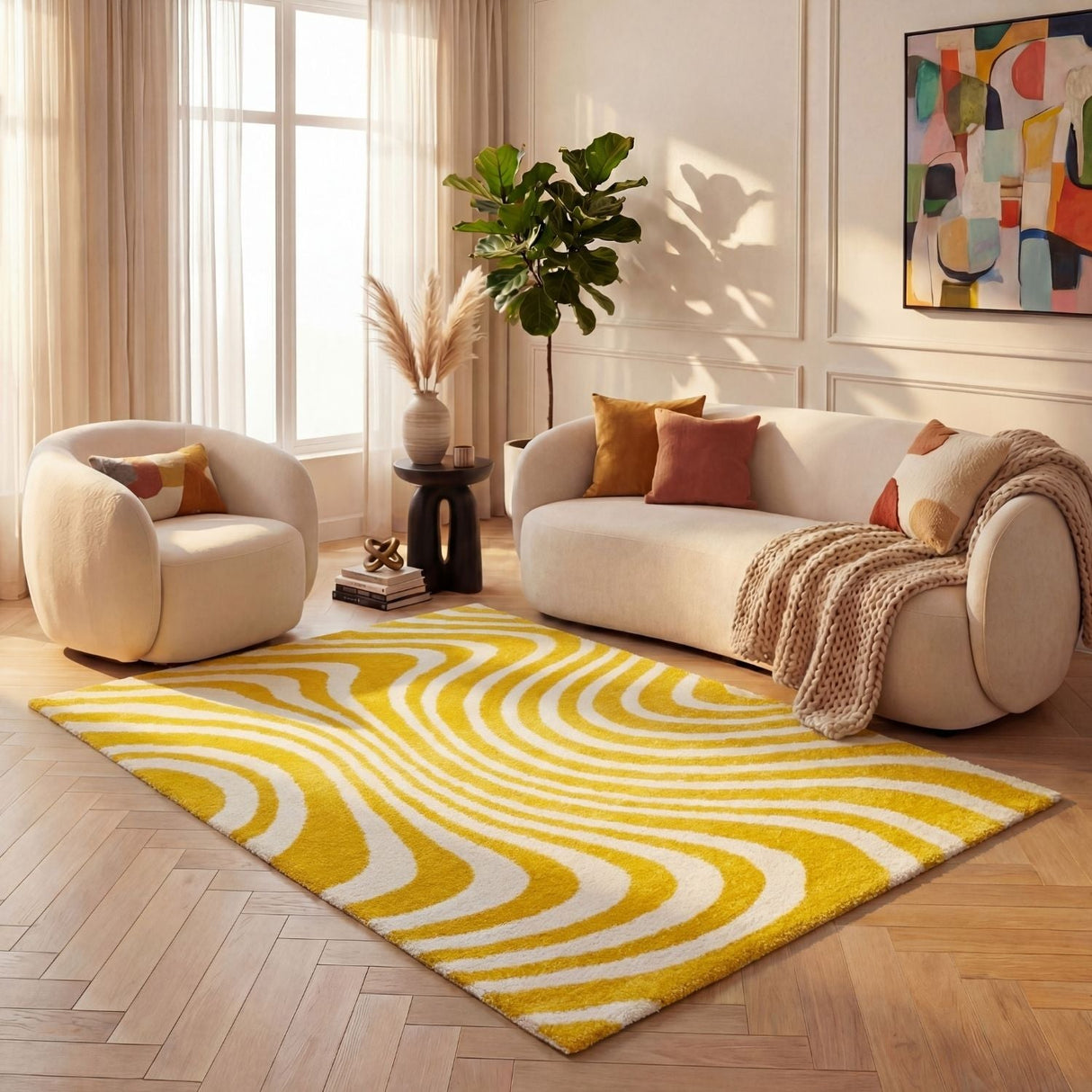 The Rugs Joli Striped Yellow White Rug