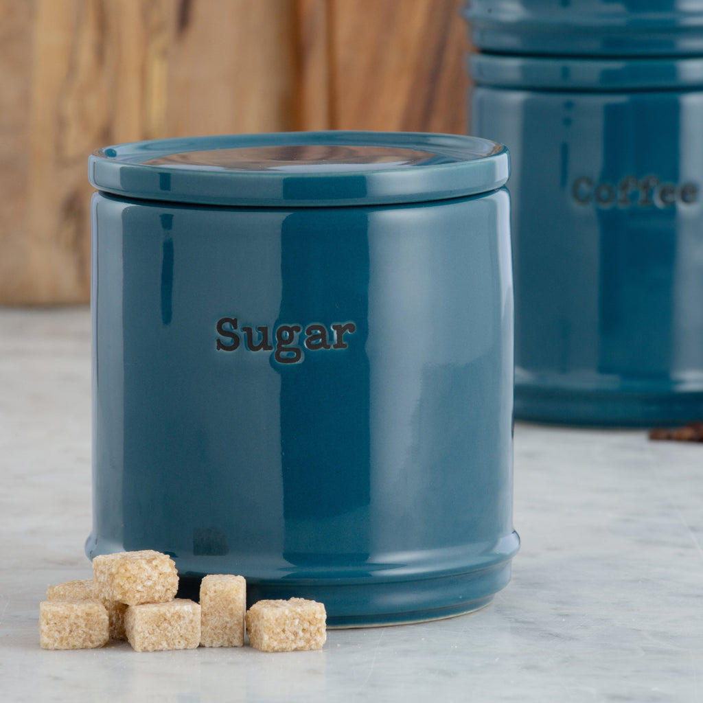 Price & Kensington Accents Ceramic Teal Tea, Coffee & Sugar Storage Jars, 750ml