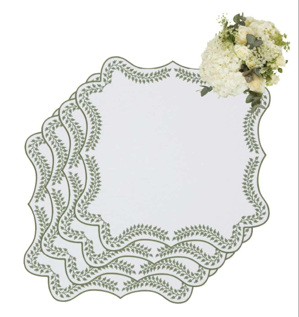 Casa by Josephine Jenno Tabitha Green Wreath Placemats - Set of 4