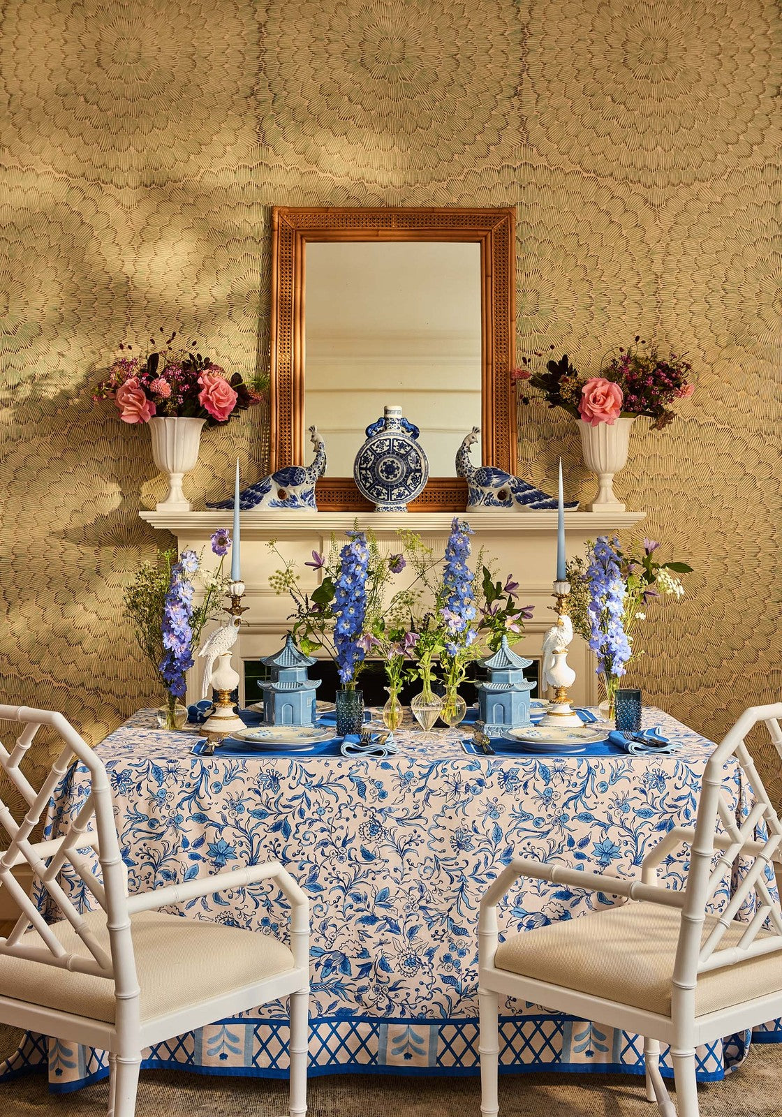 Casa by Josephine Jenno Belgravia Bloom Cotton Tablecloth - Blue