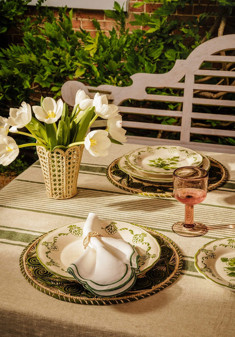 Casa by Josephine Jenno Jemima Linen Tablecloth - Green Stripe