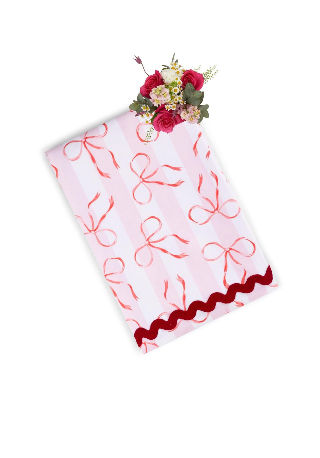 Kensington Bow Pink Cotton Tablecloth with Ric Rac | Casa by Josephine Jenno