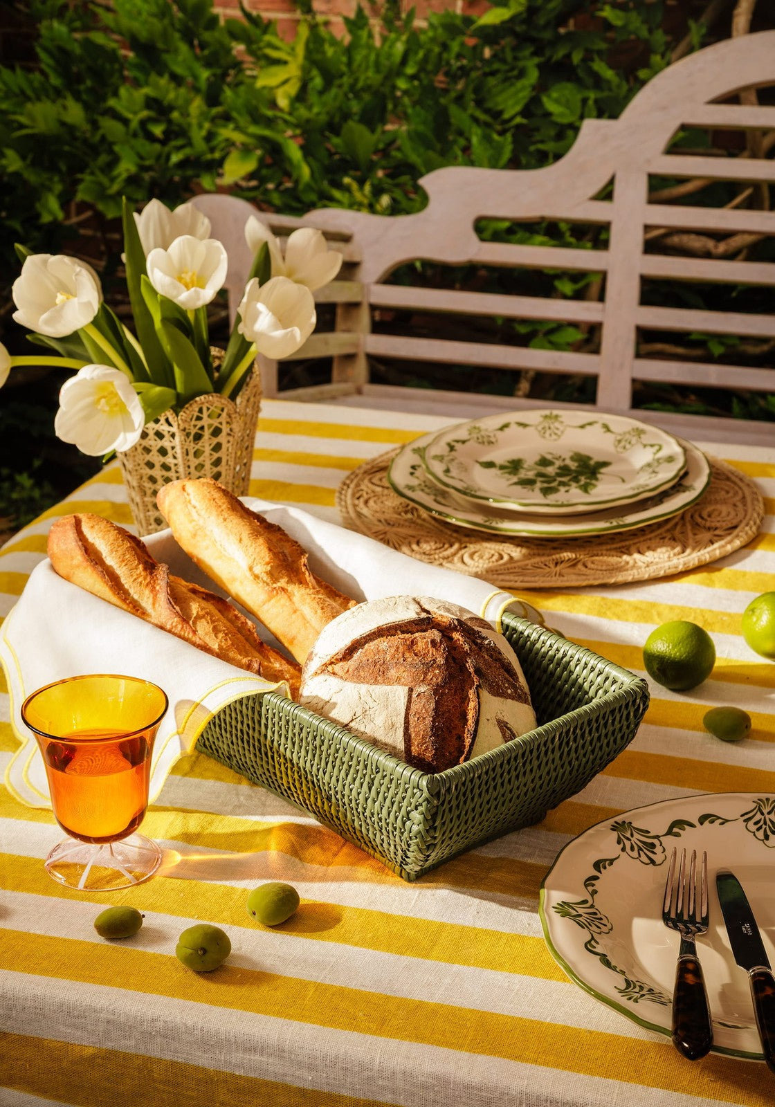 Casa by Josephine Jenno Lucinda Yellow Stripe Linen Tablecloth