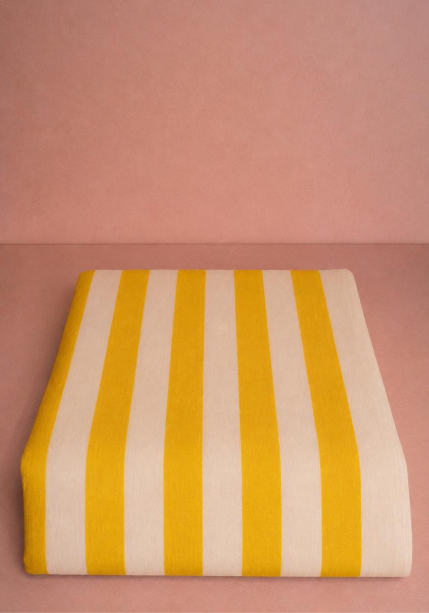 Casa by Josephine Jenno Lucinda Yellow Stripe Linen Tablecloth