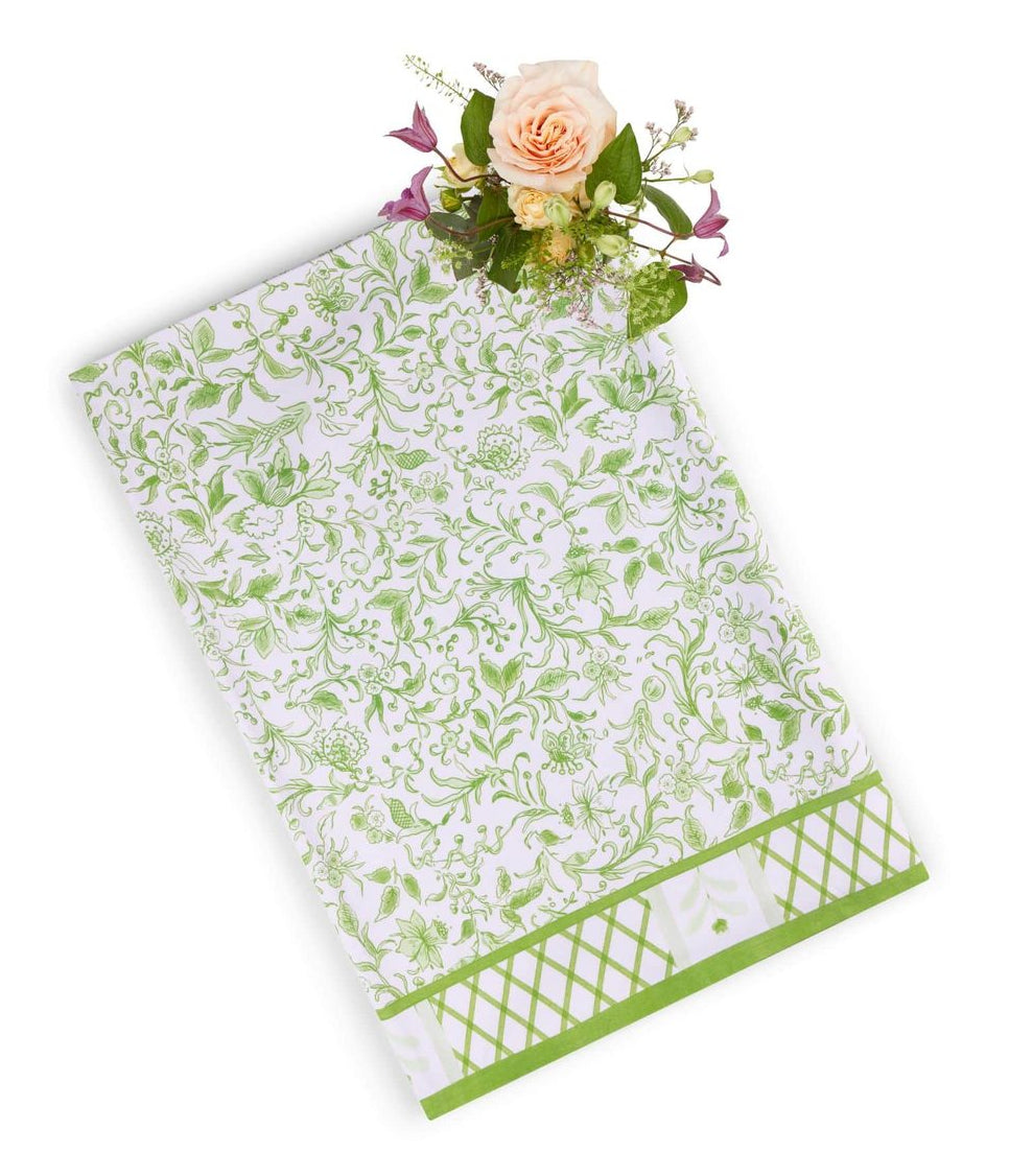 Casa by Josephine Jenno Pretty Meadow Green Floral Cotton Tablecloth