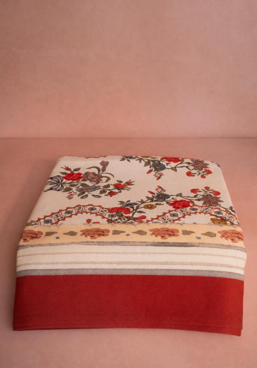 Casa by Josephine Jenno Sommerset Scroll Red Cotton Tablecloth