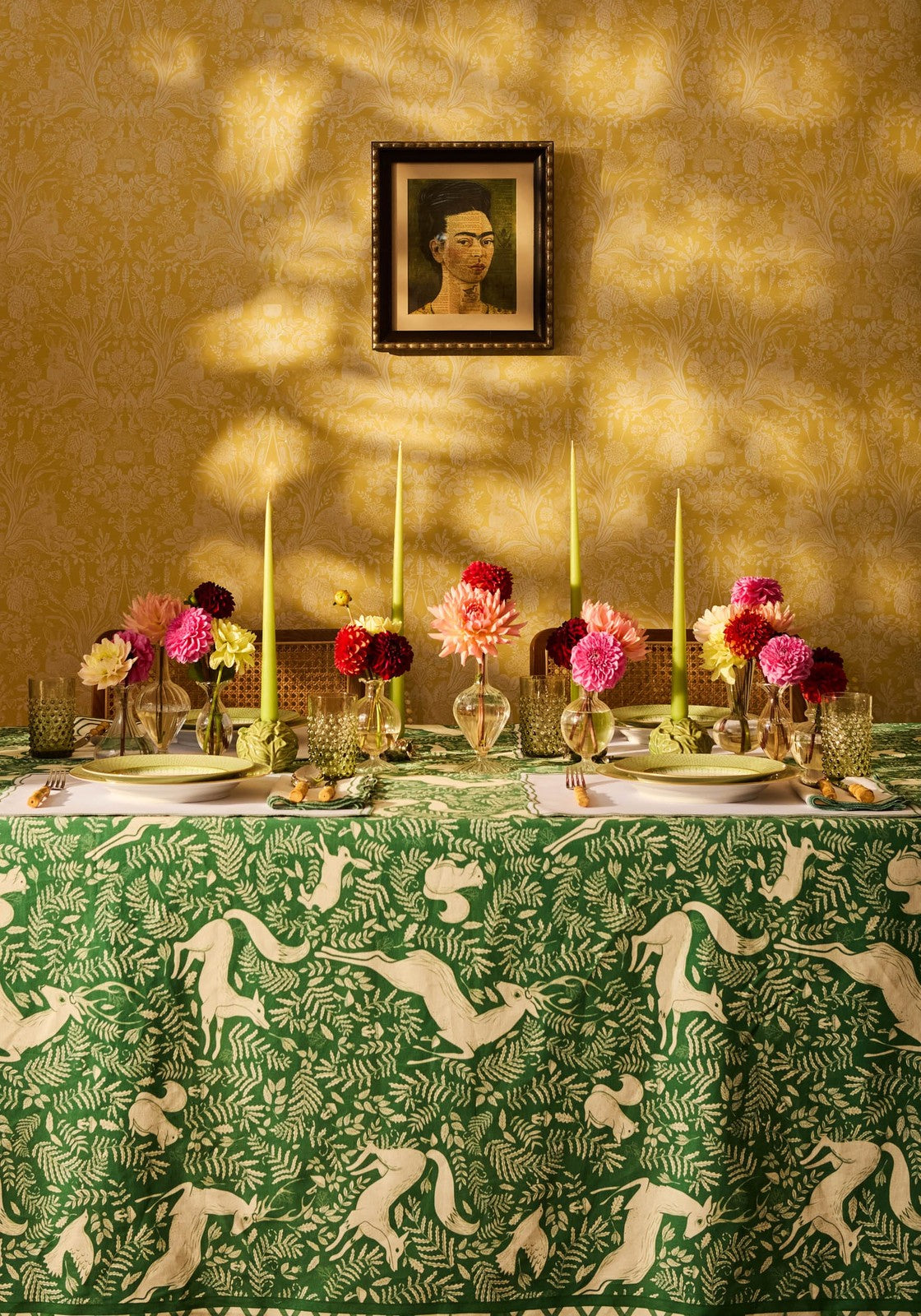 Casa by Josephine Jenno Wycliffe Woodland Green Cotton Tablecloth