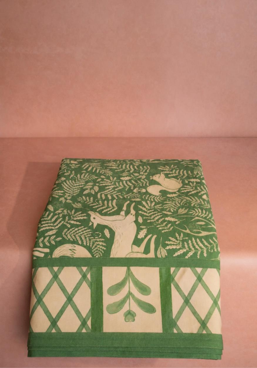 Casa by Josephine Jenno Wycliffe Woodland Green Cotton Tablecloth
