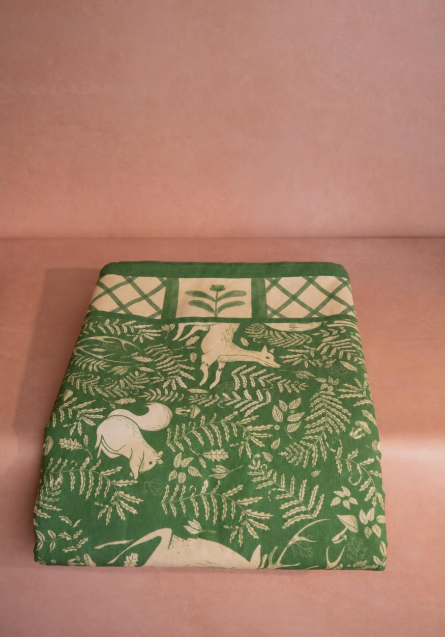 Casa by Josephine Jenno Wycliffe Woodland Green Cotton Tablecloth