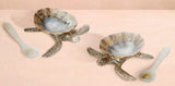 Casa by Josephine Jenno Turtle Salt & Cellar Pepper Pots with Spoons Pair
