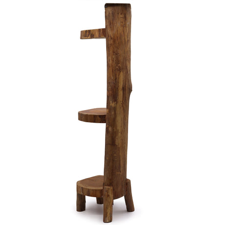 Yorkshire Bonsai Natural Teak Log Display Shelf 3 Tier 100cm Stand