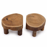 Yorkshire Bonsai Low Teak Pad Display Wooden Bonsai Stand - 24x10cm