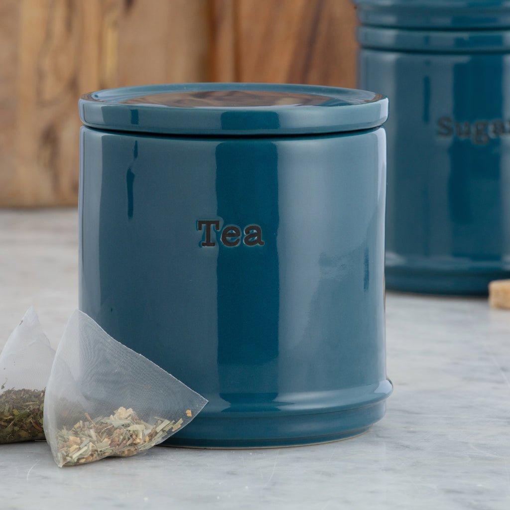 Price & Kensington Accents Ceramic Teal Tea, Coffee & Sugar Storage Jars, 750ml