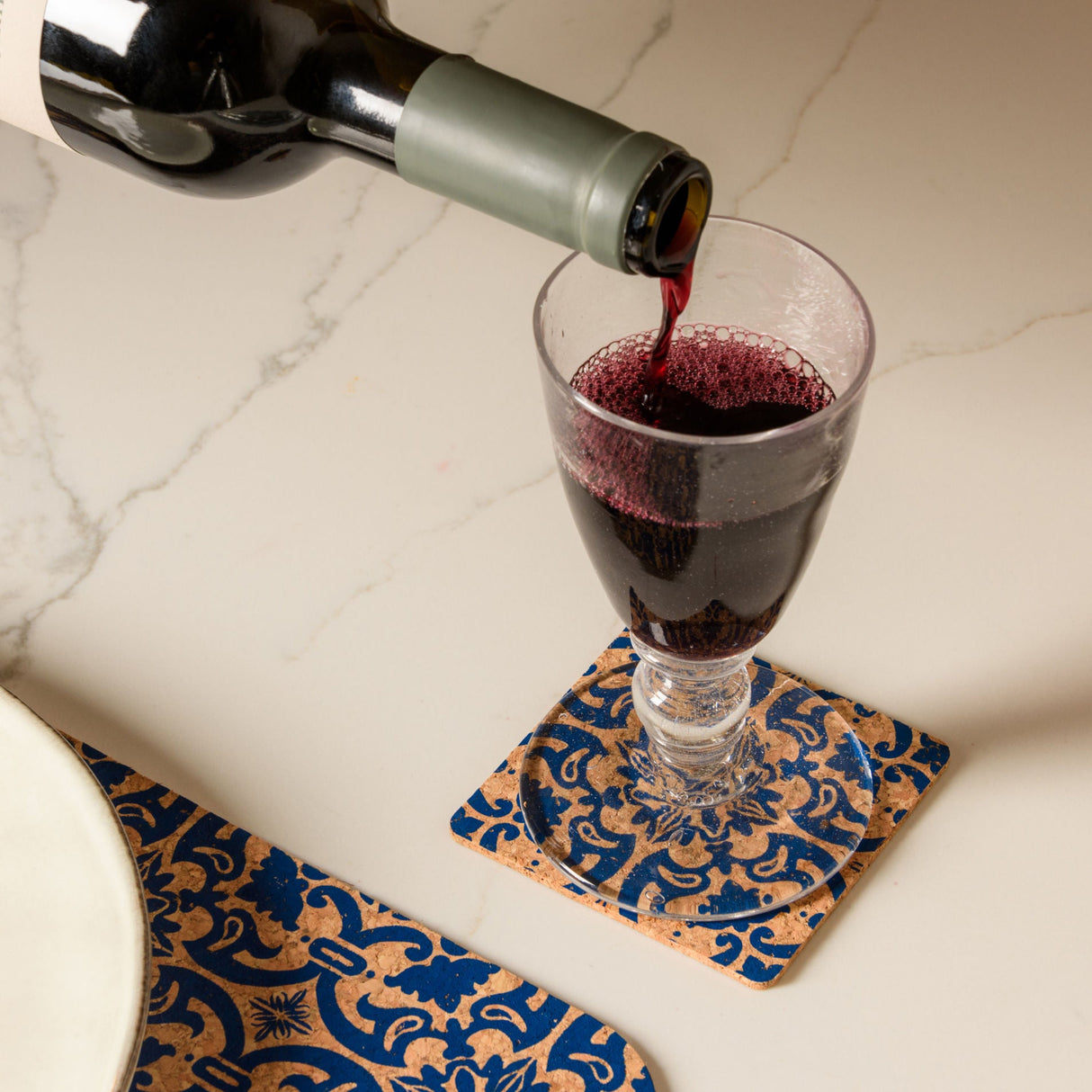 Portuguese Treasures Tile Design Square Cork Coasters | Set of 6