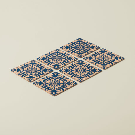 Portuguese Treasures Tile Design Square Cork Coasters | Set of 6