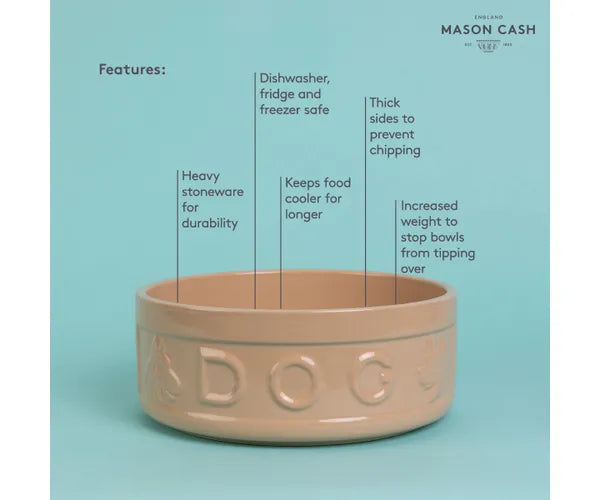 Mason Cash Lettered Dog Bowl, 25cm, Cane