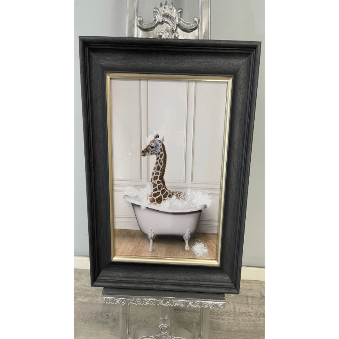 Giraffe in Tub Wall Art - 50x40cm