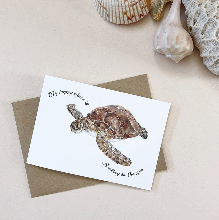 Sea Turtle Hand Painted Greetings Card | Katie Hipwell Design