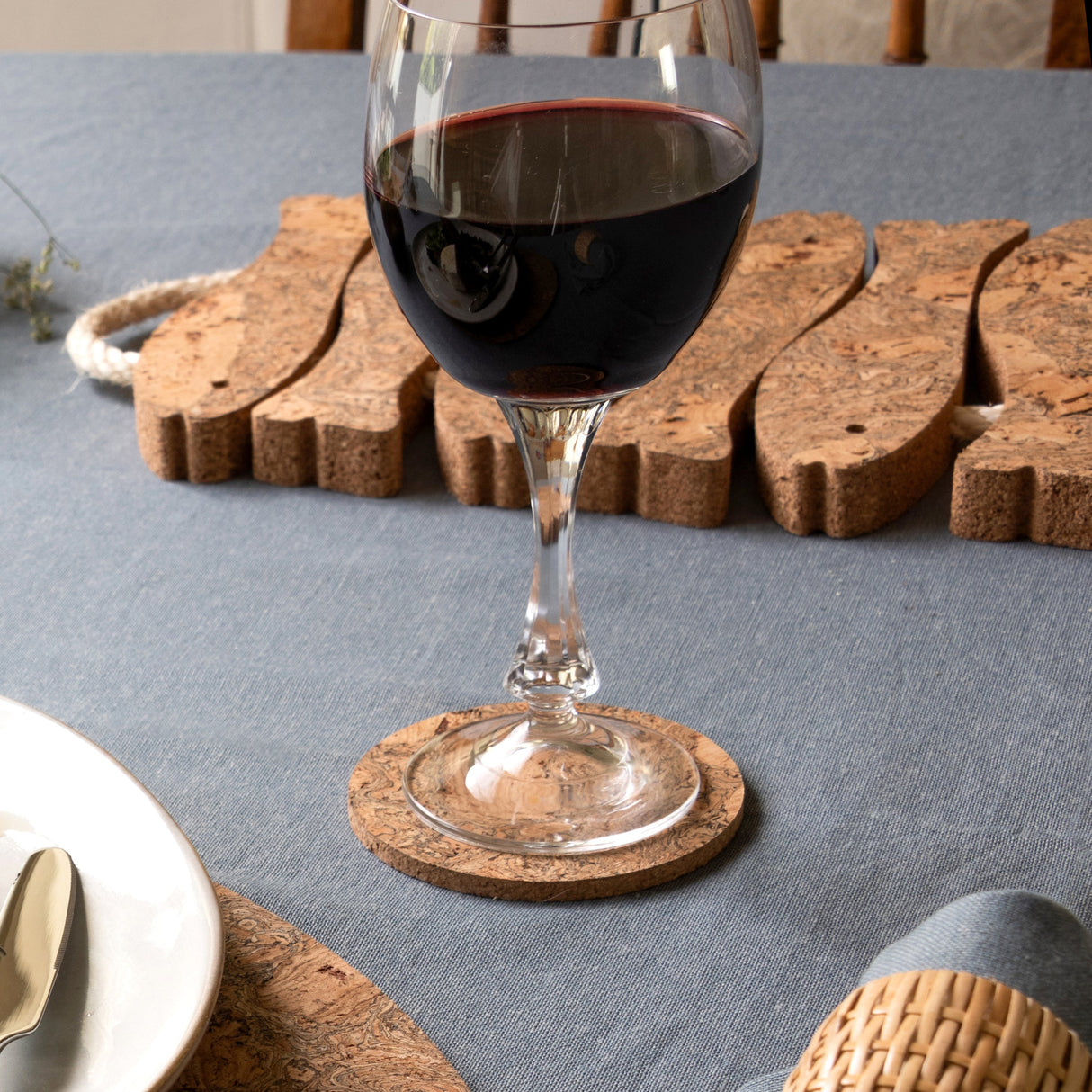 Portuguese Treasures Round Black Twist Cork Coasters