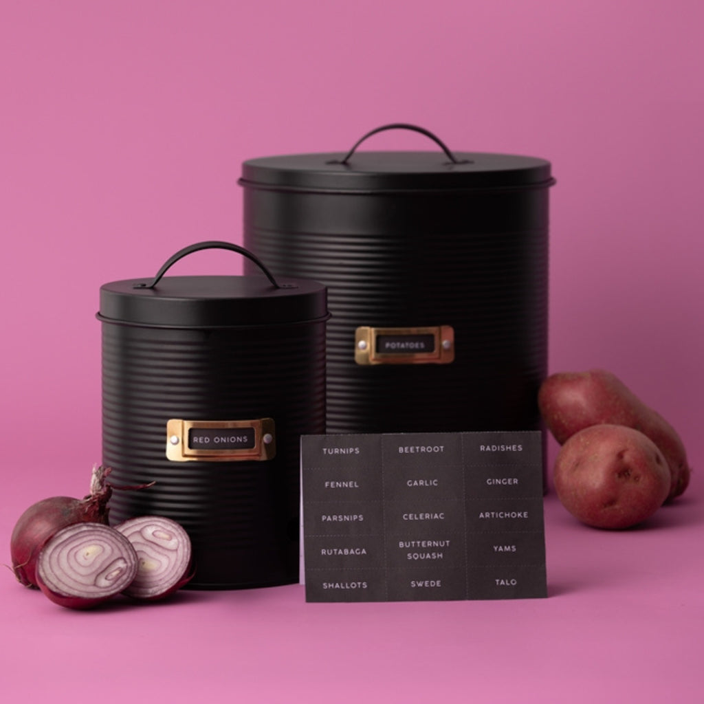 Typhoon Otto Black Root Vegetable Storage Canisters, Set Of 2, 2.2 Litres & 7.4 Litres