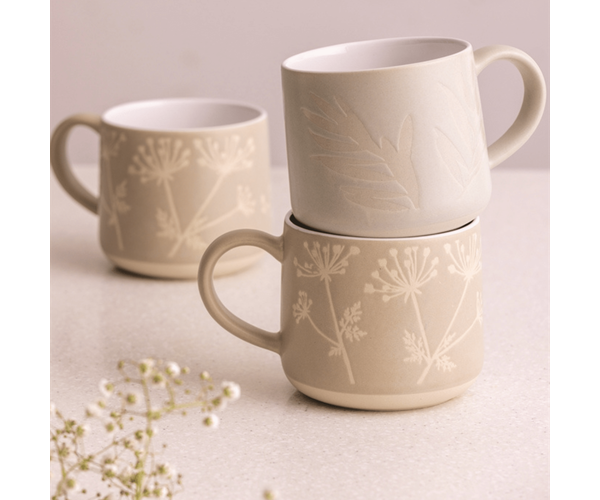 Mason Cash Botanical Olive Leaf Grey Mug, 400ml