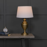 Pagazzi Giona Antique Brass Table Lamp with Ivory Shade