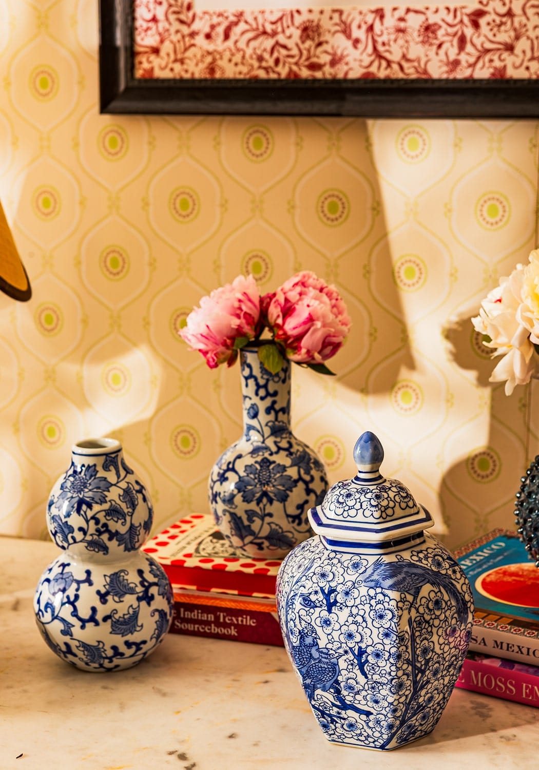 Casa by Josephine Jenno Anna Blue & White Bird Motif Ginger Jar