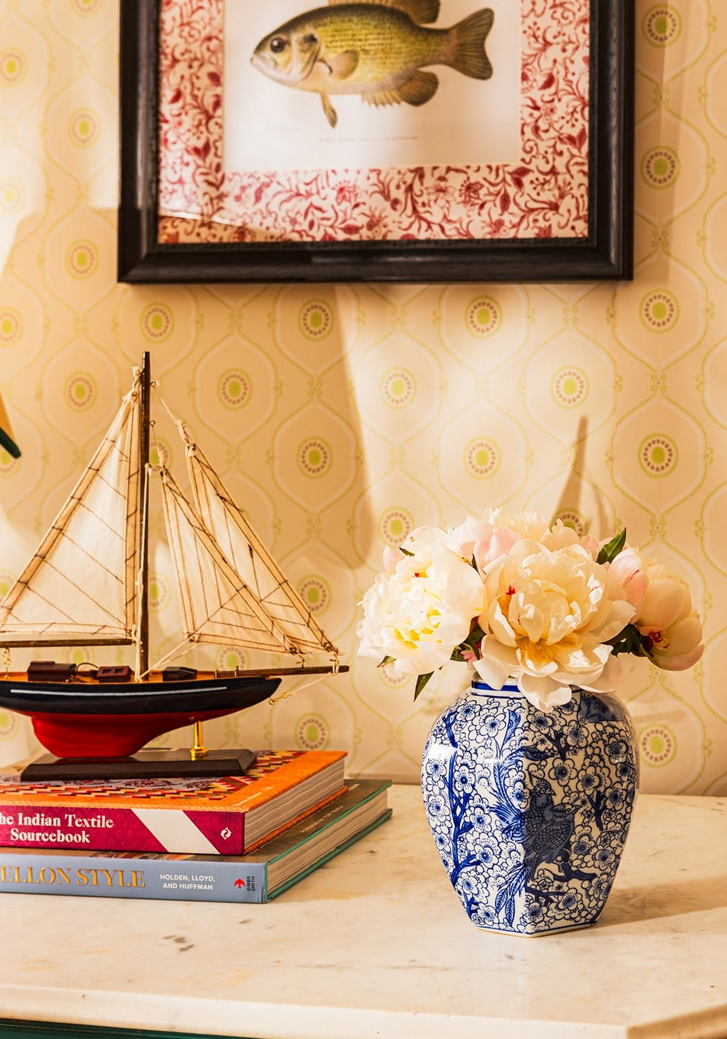 Casa by Josephine Jenno Anna Blue & White Bird Motif Ginger Jar