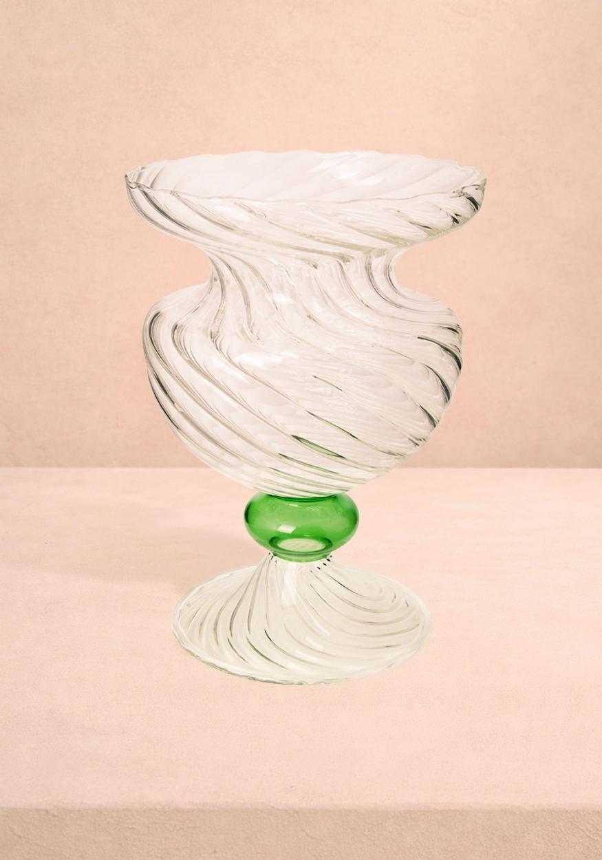 Casa by Josephine Jenno Green Globe Murano Vase Cleo Wave
