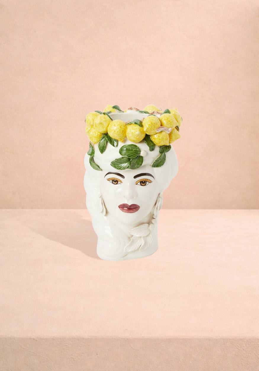 Casa by Josephine Jenno Italian Woman Lemons Vase Moro Head