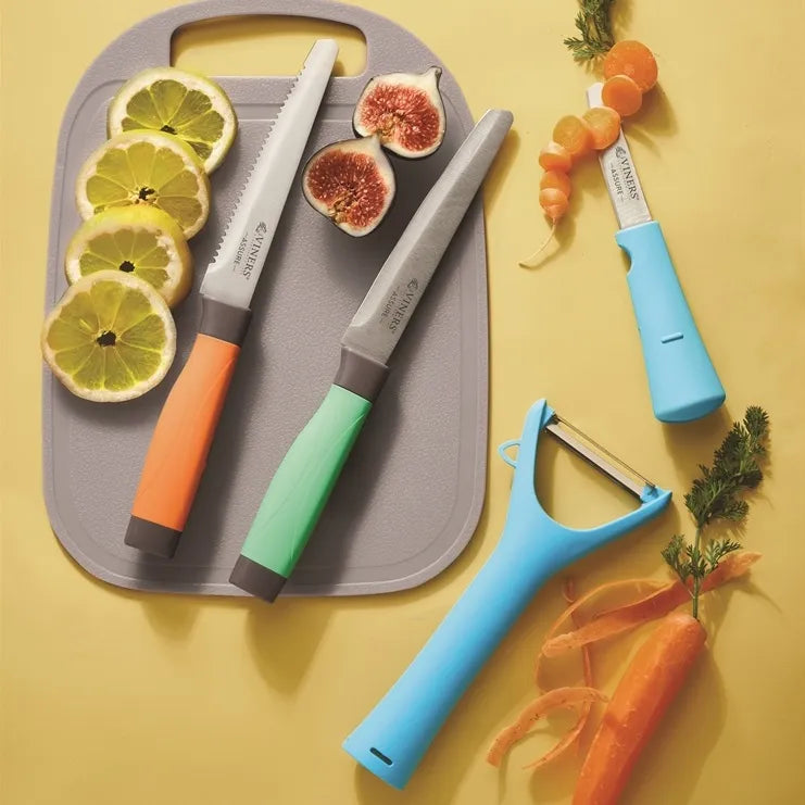 Viners Assure Colour Code Knife, Peeler & Board Set