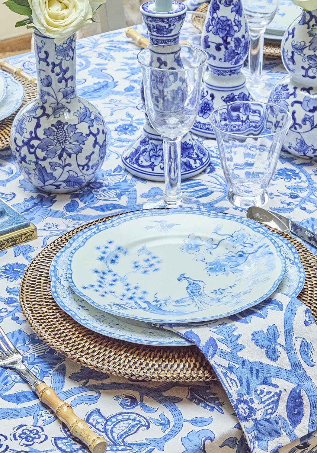 Casa by Josephine Jenno Virginia Blue White Dinner Plates - Set of 4