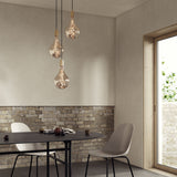 Tala Triple Pendant in Oak with Voronoi II