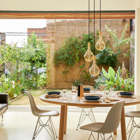 Tala Triple Pendant in Oak with White Canopy
