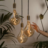 Tala Triple Pendant in Brass with Voronoi II Bulbs