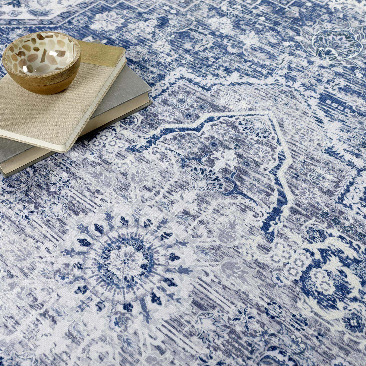 The Rugs Washable Rug Eterna Blue