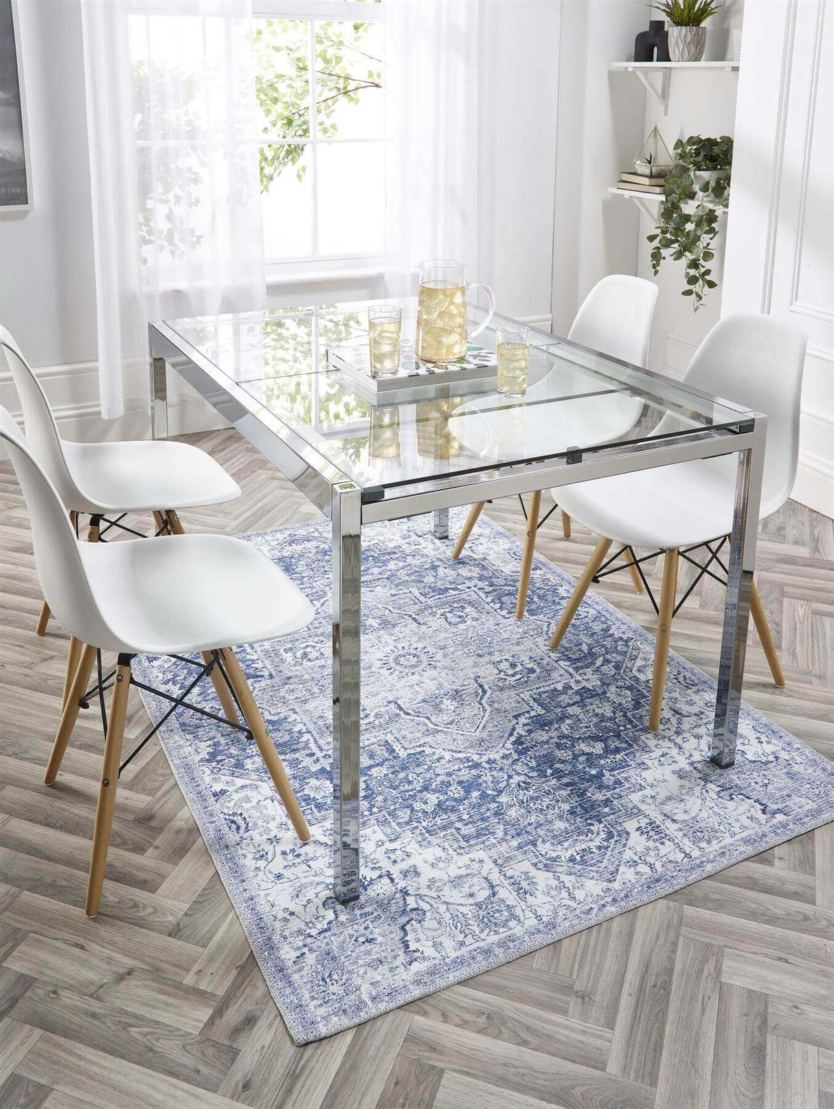 The Rugs Washable Rug Eterna Blue