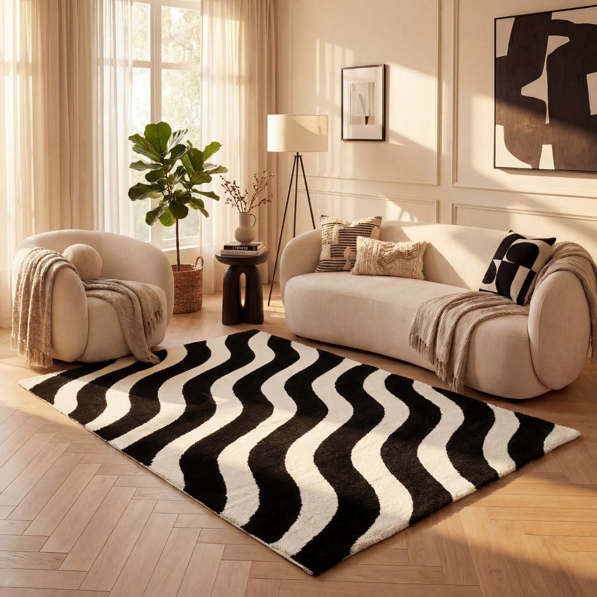 The Rugs Joli Wave Black & White Rug