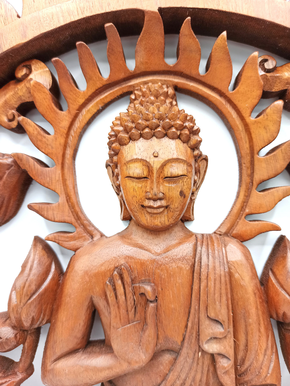 Yorkshire Bonsai Hand Carved Buddha Statue Wooden Decor - 40cm