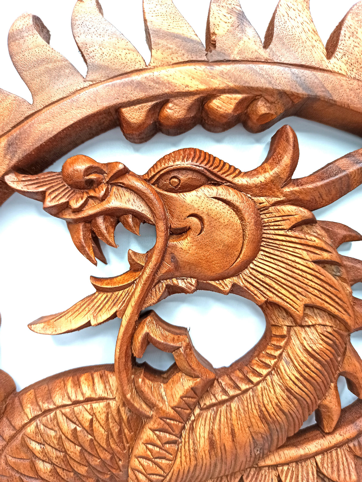 Yorkshire Bonsai Hand‑Carved Dragon Panel Wooden Décor - 40cm