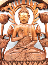 Yorkshire Bonsai Hand Carved Buddha Statue Wooden Decor - 40cm