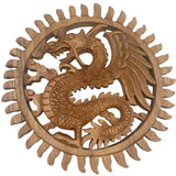 Yorkshire Bonsai Winged Sun Dragon Plaque Carving - 30cm