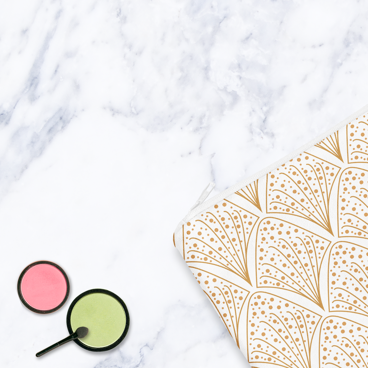 Shadowbright White Abstract Make Up Bag - 24cm x 19cm