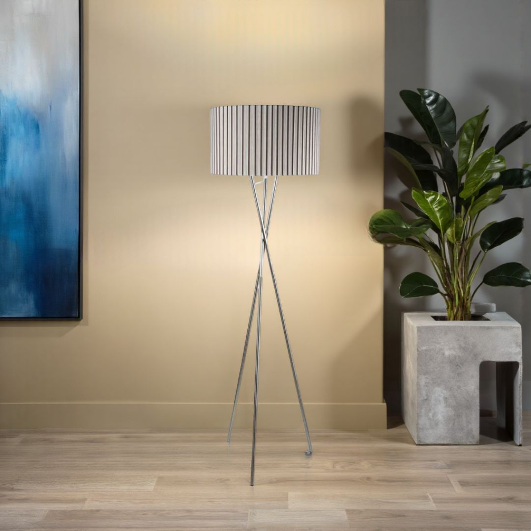 Pagazzi Sabella Satin Nickel Tripod Floor Lamp