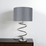 Pagazzi Kasi Polished Chrome Table Lamp with Silver Grey Shade - 54cm