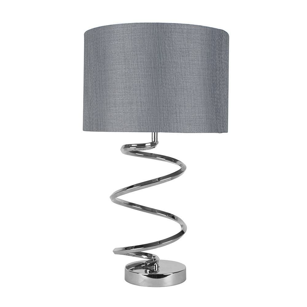 Pagazzi Kasi Polished Chrome Table Lamp with Silver Grey Shade - 54cm